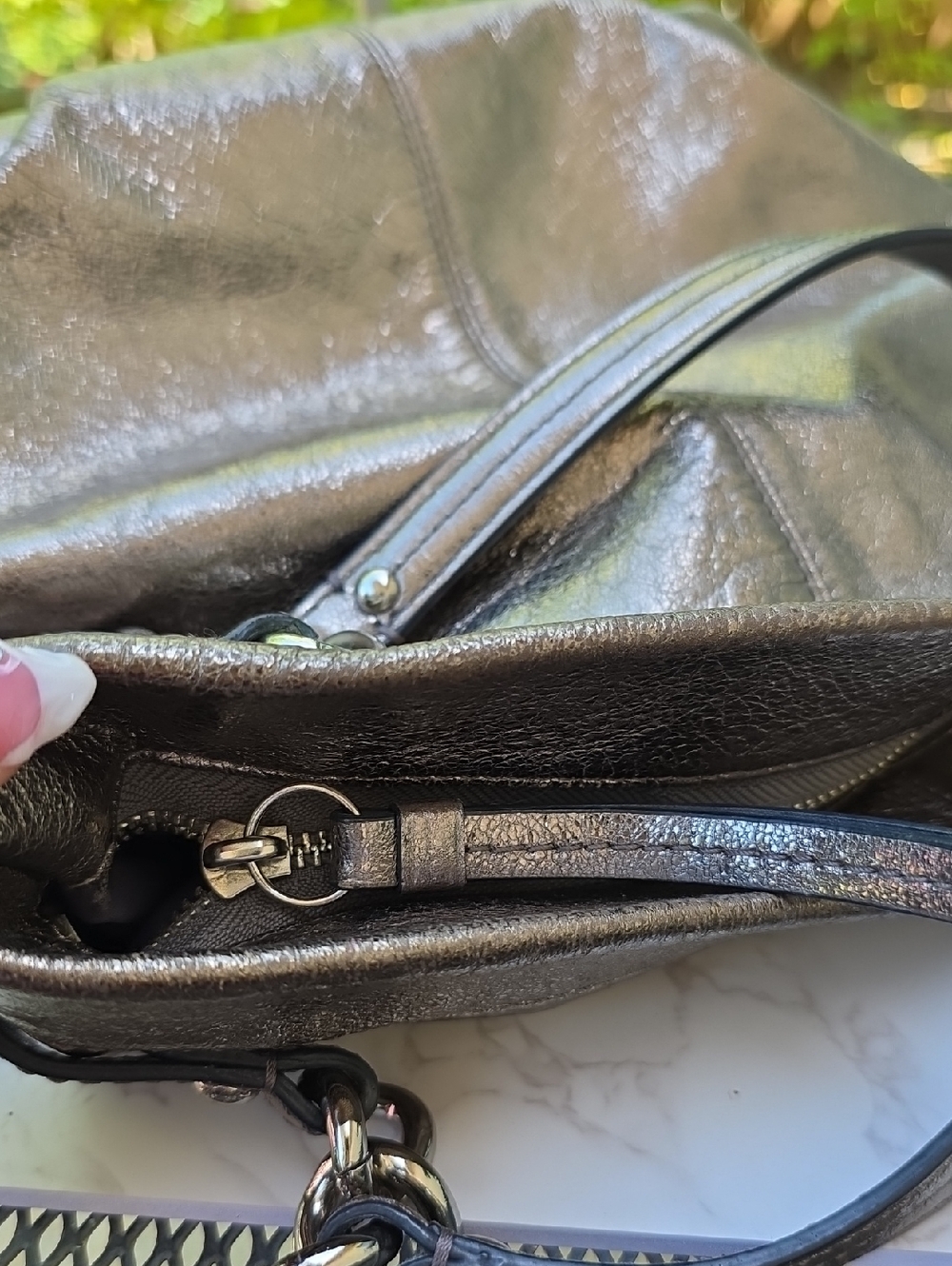 Coach Y2K Brooke Hobo Silver Gold Tones Metallic Leather Shoulder Hand Bag - Picture 9 of 16